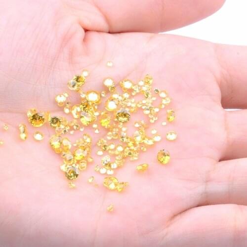 100pcs 1mm-4mm 5A And Mixed Sizes Round Beads Cut CZ Stone Brilliant Gold Color Cubic Zirconia Synthetic Gems stone