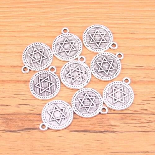 18pcs Charms star of david shield of david,Antique Making pendant fit,Vintage Tibetan Silver,jewelry DIY bracelet necklace 15mm