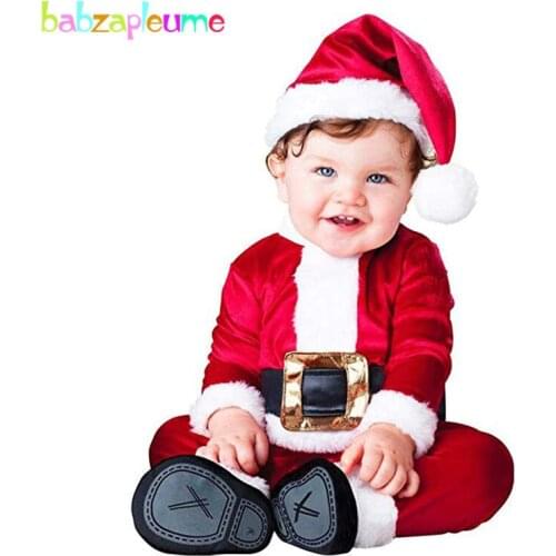 2018 New My First Christmas Costume Cartoon Cute Santa Claus Rompers Baby Boys Clothes Newborn Outfit Infant Clothing Set BC1804