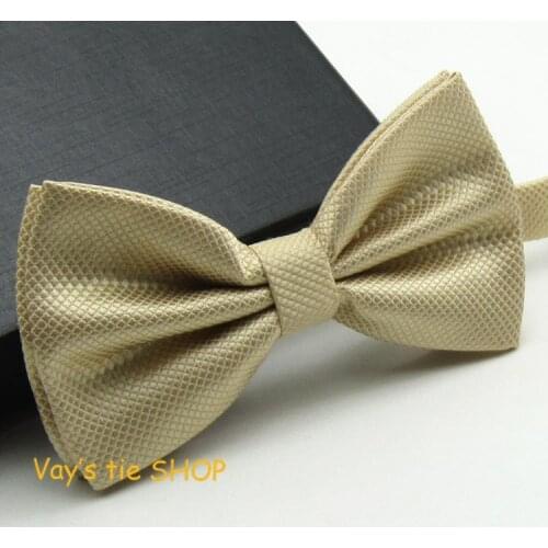 2020 New XMAS Gift Mens Fashion Dull Jacquard Plaid Grid Leisure Solid Bowtie Wedding Tuxedo Bow Ties Champagne