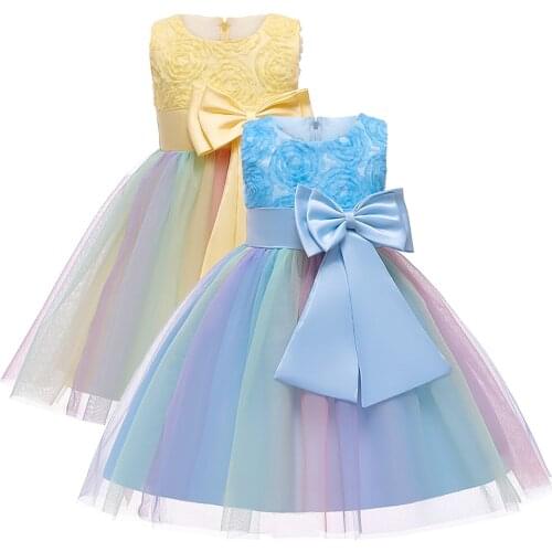 2021 Toddler Baby Girls Princess Dress Kids Girls Party Costume Wedding Birthday Tutu Gown Children Clothing Party Dress 2-8Y