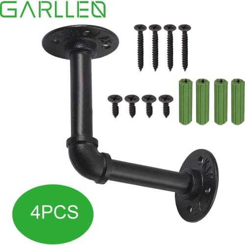 GARLLEN 4pc Retro 13*13cm Tube Rack Industrial Shelf for Bookshelf Floating Shelf Plumbing Hose For Plank/Scaffolding Decoration