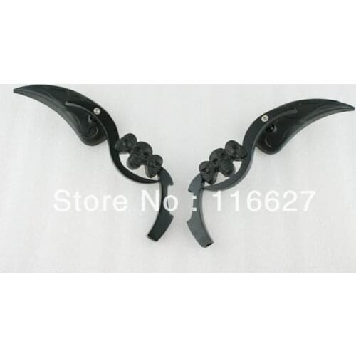 8mm 10mm Black 3D Skeleton Skull TearDrop Mirror w/ Blue Glass For Kawasaki Ninja ZX6R ZX10R 650R Vulcan VN 500 1700 Voyager