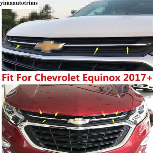Accessories For Chevrolet Equinox 2017 - 2021 ABS Chrome Front Grille Grill Lid Stripes Decor Cover Trim 2 Pcs Exterior Kit