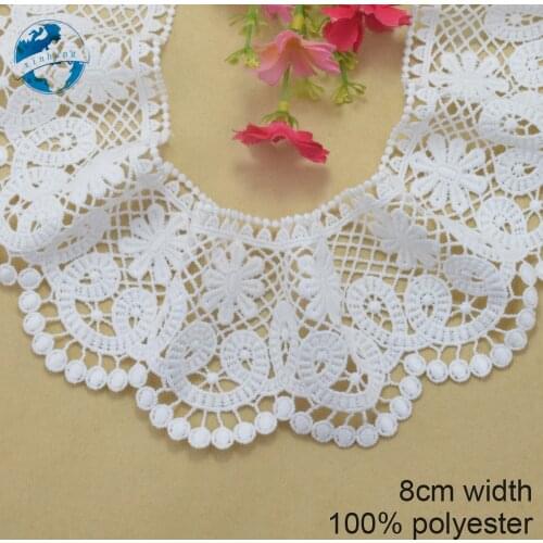 8cm white polyester embroidery lace french lace ribbon fabric guipure diy trims warp knitting sewing Accessories#3745