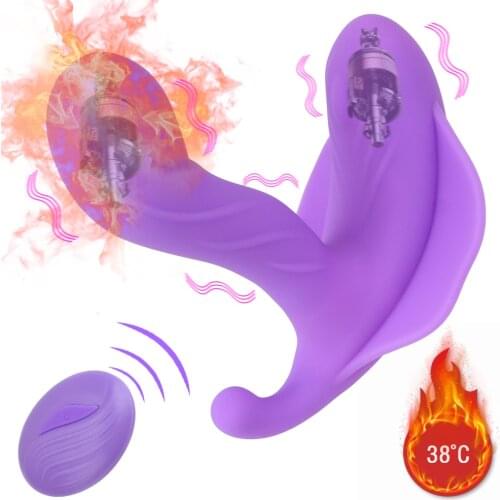 Wireless Remote Wearable Butterfly Dildo Vibrator Sex Toy for Women Vibrating Panties G-spot Heating Clitoris Stimulator