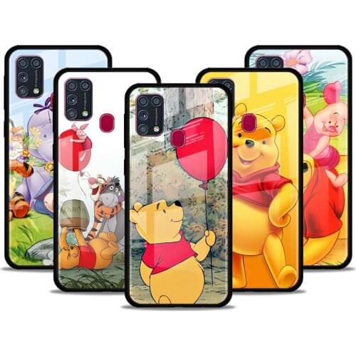 Pooh Bear Cute for Samsung Galaxy S21 Ultra A71 A51 4G 5G A91 A81 A41 A31 A21 A11 A01 Tempered Glass Phone Case