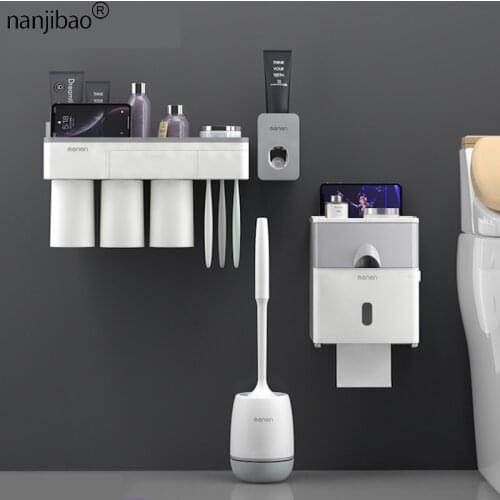 Toothbrush Holder Toothpaste Distributor Toilet Paper Holders Tissue Box Toilet Brush Toilet Wall for Bathroom Accessories Set