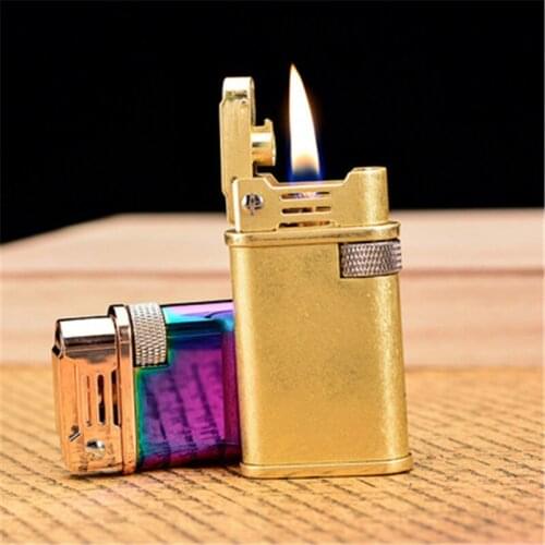 Kerosene Lighter Creative Personality Pop-Up Side Sliding Grinding Wheel Retro Windproof Lighter Cigarette Accessories Men Gift
