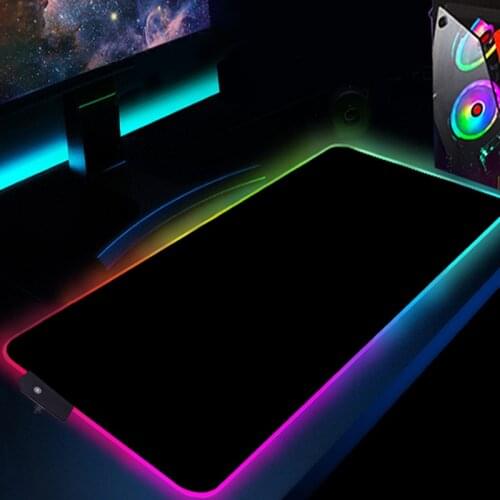 RGB Solid Color Black Blue Big Mousepad Gamer Gaming Keyboard Pad Mouse Glowing Gaming Mat Computer Carpet RGB Mouse Pad Xxl Mat