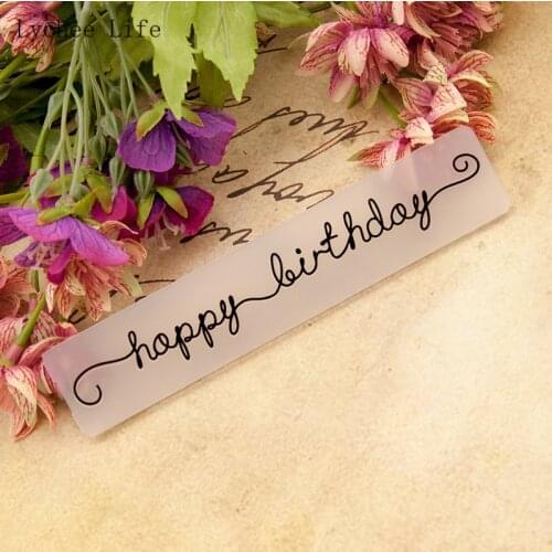 Lychee Life Happy Birthday Plastic Embossing Folder Stencils For Card Scrapbooking Photo Album Paper Making Handmade Craft