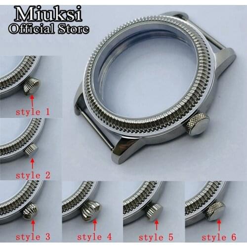 Miuksi 44mm silver stainless steel case fit ETA 6497 6498 Seagull ST3600 ST3620 ST36 series movement