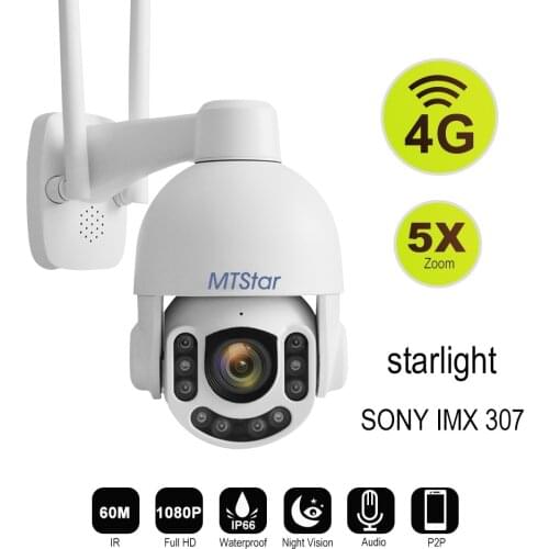 MTStar 2.5 inch 1080P 5X Zoom 4G WIFI PTZ Camera Support 128G TF Card P2P IR 60m 100% metal Sony Starlight sensor