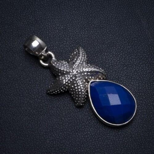 Natural Lapis Lazuli Handmade Vintage 925 Sterling Silver Pendant 1 3/4" T0055