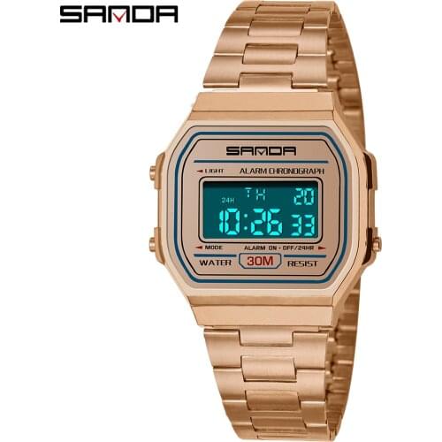 New Sports Luminous Alarm Chronograph Calendar 24 Hour Indication Waterproof And Stylish Stainless Steel Electronic Watch 405