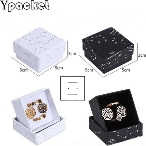 Jewellery Organizer 100pc/Lot Box Jewelry White Black Paper Box Ring Earring Necklace Pendant Carrying Case Custom Logo