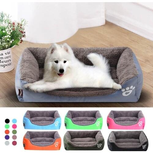 S-3XL Large Kennel Pet Cat Dog Bed MultiColor Warm Cozy Dog House Soft Paw Pattren Dog Baskets Mat Autumn Winter Waterproof Mat