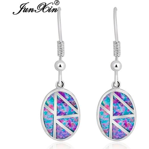 Dangle Drop Earrings Fashion Jewelry Opal Stone Silver Color Filled Earrings brincos de festa HOT Selling Ear0543-02