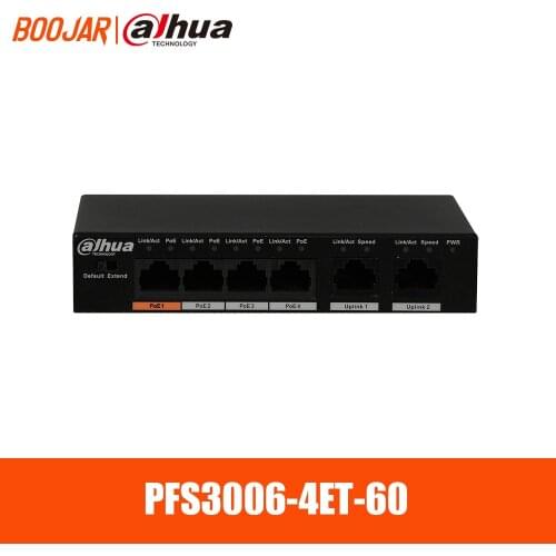 Dahua 4 Ports PoE Switches PFS3006-4ET-60 Fast Ethernet PoE Switch for Security IP System