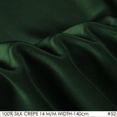 SILK CREPE DE CHINE 140cm width 14momme Pure Silk Fabric For Dress and Shirts Dark Green NO 52
