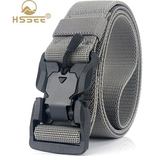 HSSEE 95cm To 130cm Tactical Belt ABS Magnetic Quick Unlock Buckle Strong Nylon Stretch Belt Military Belt Hunting Accessories