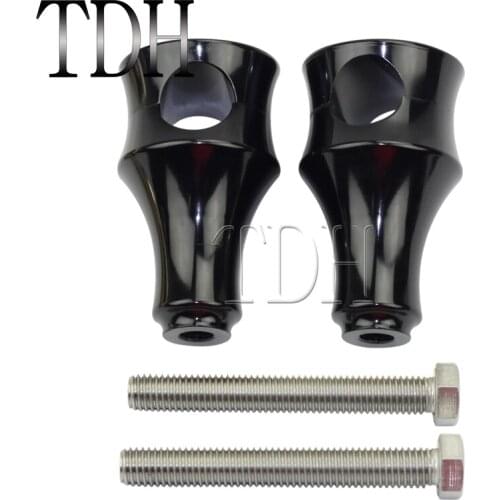 Universal Round Black Motorcycle 1" Handlebar Mount Clamp Risers Dirt Bike 25mm Aluminum Handle Bar Risers for Harley Cafe Racer