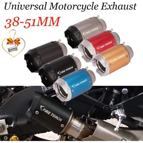 51Mm Slip On Motorcycle Universal Fire Torch Exhaust Modified Carbon Fiber Muffler For Kawasaki Z900 Fz6 N R6 Cbr1000R S1000R