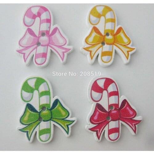 WBNGNN New arrival Printed wood buttons for christmas DIY ornament 150pcs sewing scrapbooking accessories