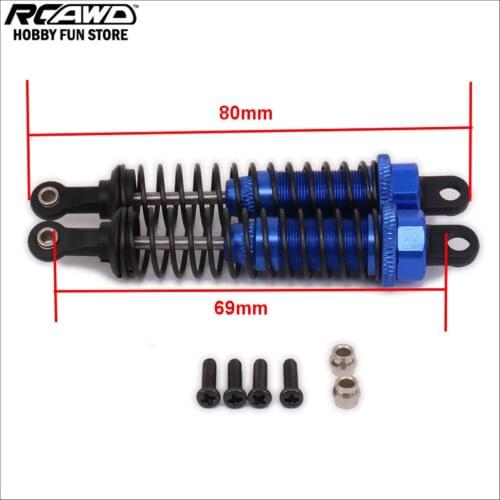 Alloy 80mm Rear Shock Absorber AdjustableDamper Oil Filled Type For Rc Hobby Car 1/12 Wltoys L959 L969 L979 L202 L212 L222 K959