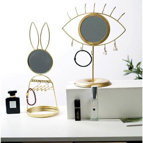 Ins Light Luxury Makeup Mirror Portable Desktop Makeup Mirror Desktop Jewelry Storage Rack Cosmetic Storage Box