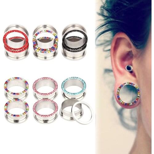 Woman Earrings Trend Stainless Steel Ear Rings Female Rhinestone Screw Fit Piercings Accessories Women Body Jewelry Piercing