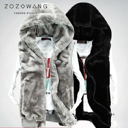ZOZOWANG 2019 Vest men winter autumn thick mens vest male vest warm Fleece mens mink hooded vest male vest coat jacket men