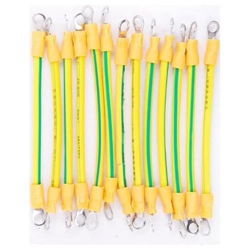 10pcs ground lead double-end 5mm bore Crimp Female/Male insulated round ends Terminals With wire and Insulating Sleeves