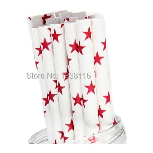 100pcs Red Star Paper Drinking Straws,Party Supplies Paper Drinking Straws Wholesale Online