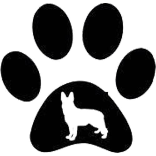 15.2*14.7CM Paw Print German Shepherd Vinyl Decal Fashion Personality Cartoon Car Sticker Black/Silver C6-1430