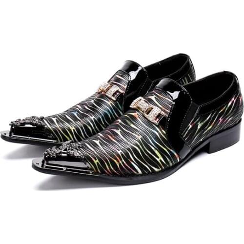 2019 fashion men Favorite Handmade red Genuine leather front Metal Toe mens party and wedding dress shoes