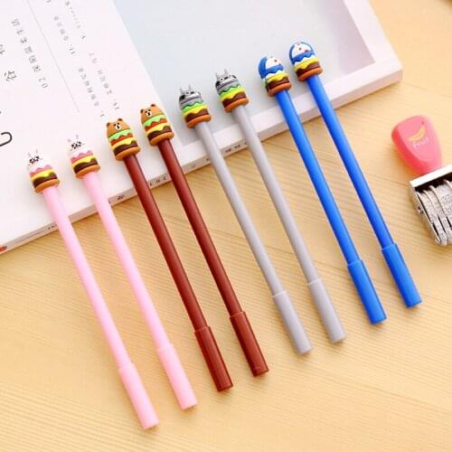 24 Pcs Hamburg Animal Cat Cartoon Creative Gel Pen Student Stationery Signature Pen Kawaii School Supplies Caneta Criativa