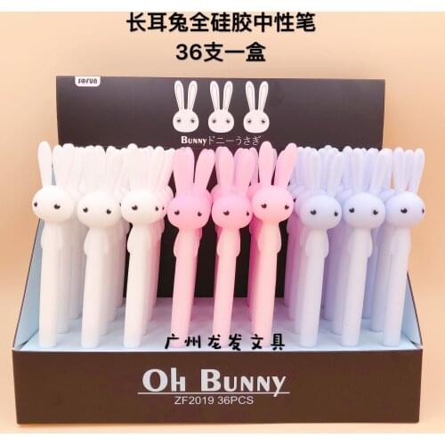 36pcs Gel Pens Long-eared rabbit black gel-ink Pen Student pens for writing Cute stationery office school supplies