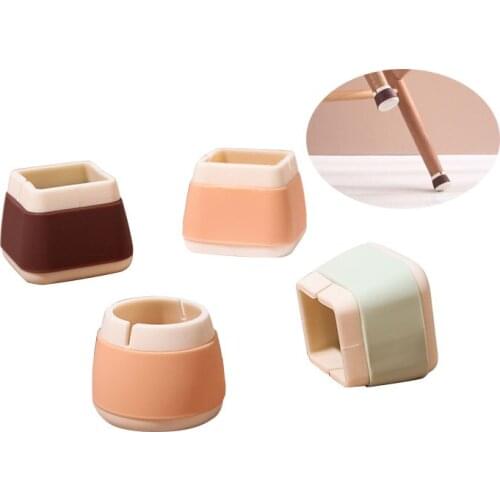 4Pcs Thicken Silicone Chair Leg Caps Non-slip Table Foot dust Cover Socks Floor Protector pads Pipe Plugs Furniture feet