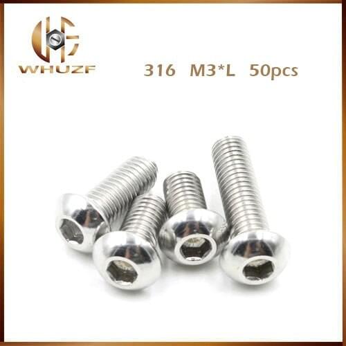 Free shipping M3 Hexagon socket button head screws 316 stainless steel round head cap screw Mushroom Head Hex Screws