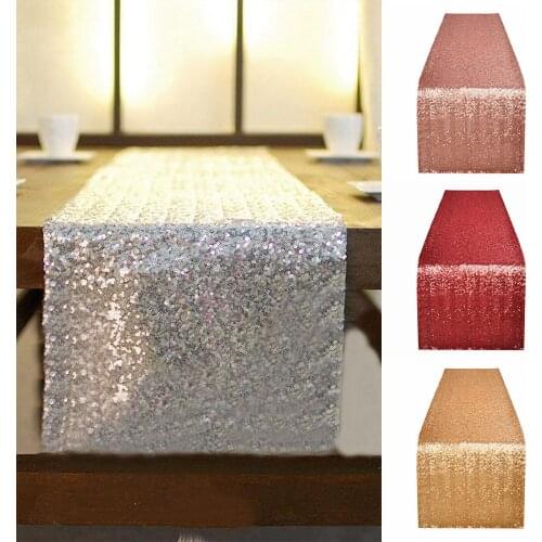 Sequin Runner Sparkly Rose Gold Sequin Table Runner for Wedding Party Christmas Table Runner Tablecloth Decoration 30 x 180 cm