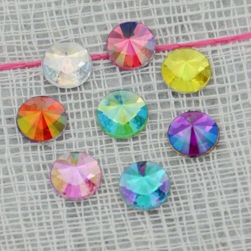 BOLIAO 60Pcs 10*10mm AB Colour Round Shape Flatback Acrylic Wedding/Clothes Wedding Art Home Holiday Decoration DIY