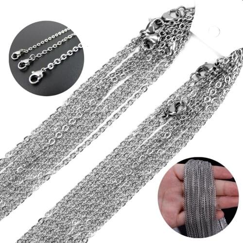 1.5/2/2.4/3.2mm 5/10/20/50/100pcs Wholesale Retail Stainless Steel Cross Chain Silver Color Fashion Jewelry Pendant Accessories