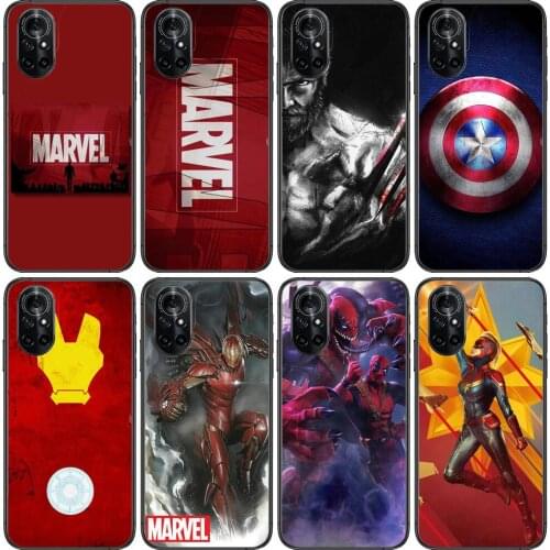 Marvel Clear Phone Case For Huawei Honor 20 10 9 8A 7 5T X Pro Lite 5G Black Etui Coque Hoesjes Comic Fash design