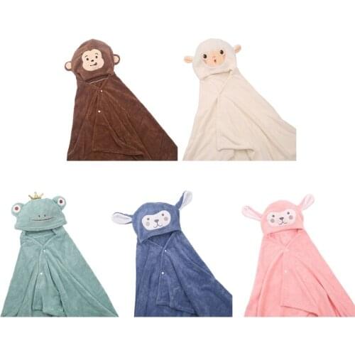 Coral Fleece Children Baby Bath Towel Cute Cartoon Cloak Hooded Bath Towel
