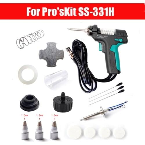 ProsKit SS-331 Electric Desoldering Station Tin Gun Suction Pump 331H Accessories Filter Pipe Nozzle Heater Needle Mat Spring