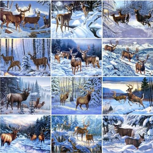Evershine Diamond Painting Winter 5D DIY Diamond Embroidery Deer Animal New Arrival Cross Stitch Mosaic Snow New Years Gift