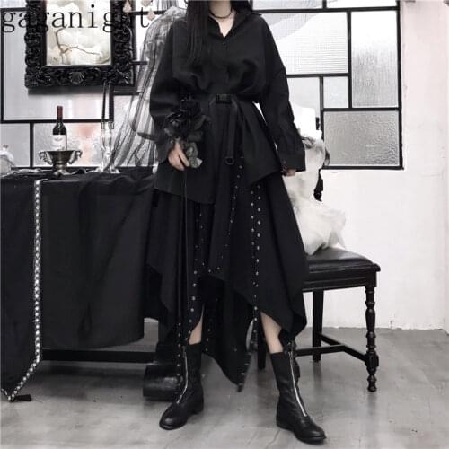 Gaganight Korean Ins High Waist Hip Irregular Black Skirt Fashion Summer 2020 New Jupe Femme