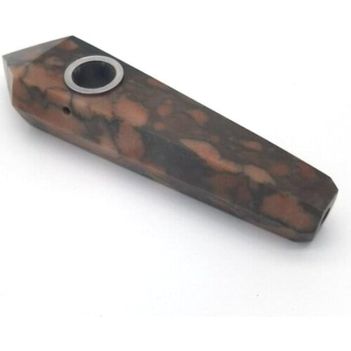 Red dot Stone Natural Quartz Smoking Pipe Crystal Point Wand Healing Crystal Gemstone With Metal Filter Wholesale Price 1PC