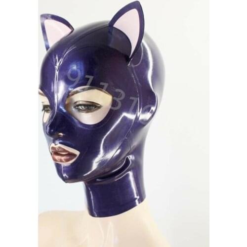 New handmade latex headgear, latex hood Latex face mask The headgear covers the face and eyes